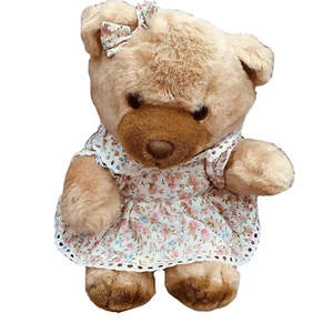 Vintage 1990 Summit Collection Teddy Bear Plush Stuffed Floral Eyelet Dress 13” - Picture 1 of 6