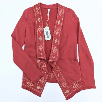 Cárdigan Monoreno PEQUEÑO Cascada Nuevo con Etiquetas Terra Cotta Bordado Terry Francés Foto 1 de 4