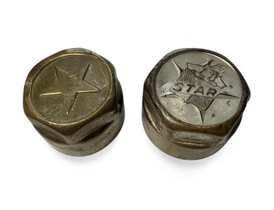 Pair Antique Star Car Durant Hub Cap Center Dust Cover Threaded Grease Cap - Image 1 of 4