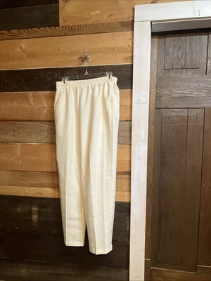 Bon Worth Cream Pants Elastic Waist Straight Leg Women's Petite Size M - Image 1 of 4