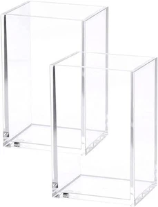 2 Pack Clear Acrylic Pencil Pen Holder Cup, Makeup Brush - Picture 1 of 9