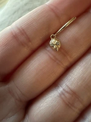 Single 14K Yellow Gold Hoop With Alien Charm Ft Diamond Eyes - Image 1 of 4