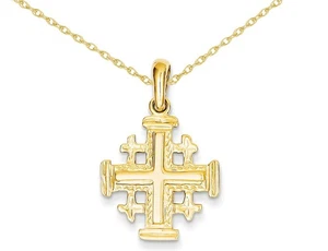 Collar colgante cruz de Jerusalén en oro amarillo de 14 K - Imagen 1 de 4