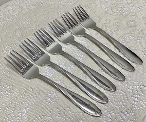 Set Of 6 Oneida CAMBER CRESTA WINDSWEPT SCROLL Salad Forks Flatware 6.5” - Picture 1 of 9