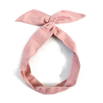 Diadema de moda para mujer con alambre de metal diseño retro de orejas de conejo de color liso Foto 1 de 4