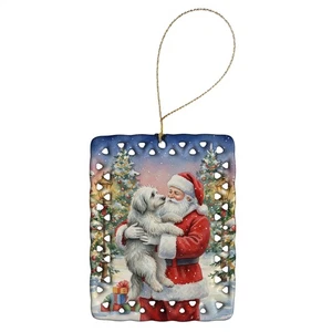 Caroline's Treasures Old English Sheepdog Santa Porcelain Ornament FNT1063CO2 - Picture 1 of 3