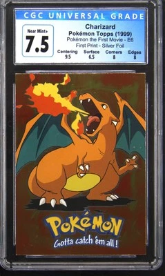 1999 TOPPS POKEMON THE FIRST MOVIE 1ST PRINT SILVER FOIL CHARIZARD CGC 7.5 - Image 1 of 2