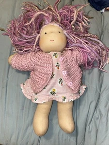 Very Rare Rose Cheek Bamboletta Handmade Cuddle Doll Waldorf With Extra Clothes - Picture 1 of 13