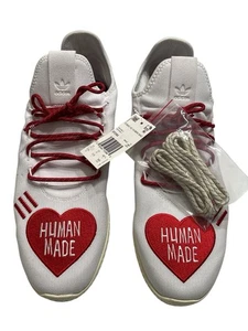 Adidas Pharell Tennis Hu Love Human Made Sneackers Size 13.5 White & Red EF2392 - Picture 1 of 10