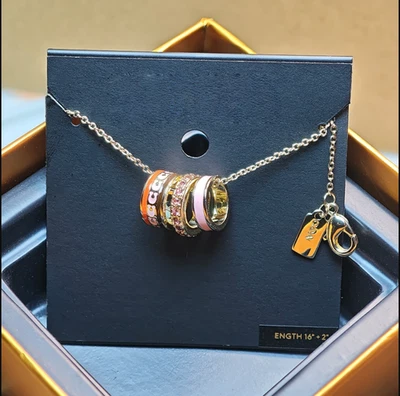 Auténtico COACH Mujer Multi Anillo Oro Collar Regalo En Caja - Nuevo y Elegante Foto 1 de 4