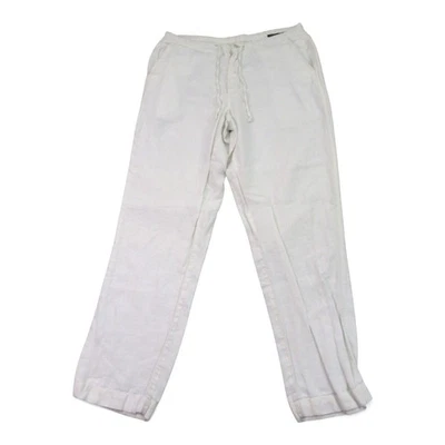 Murano Mens Lounge Pants 34 x 32 White 100% Linen Drawstring Button Fly Flat - Image 1 of 4
