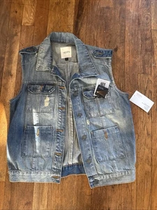 Hidden Jeans Co. Denim Weste Distressed Trucker Style verdeckte Tragetaschen - Bild 1 von 11