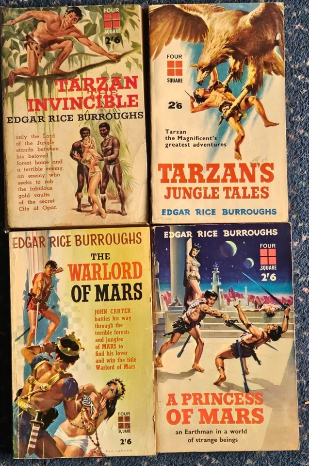 4 Tarzan Edgar Rice Burroughs British Four Square 1960s vintage paperbacks Foto 1 de 1