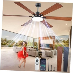 Ceiling Fans with Lights and Remote Control,Indoor/Outdoor 72 inch Wood Grain - Picture 1 of 7