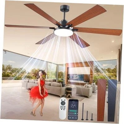 Ceiling Fans with Lights and Remote Control,Indoor/Outdoor 72 inch Wood Grain - Image 1 of 4