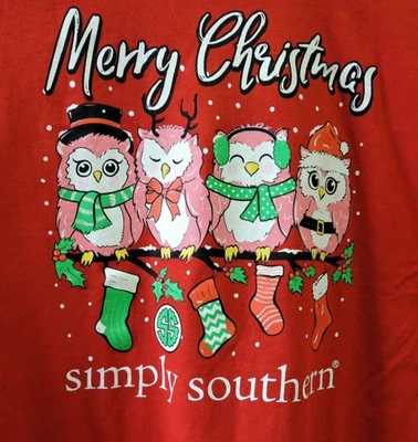 NUEVO CON ETIQUETAS Camiseta Simply Southern Christmas Owls Juvenil Grande Manga Larga Foto 1 de 4