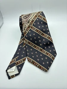 Vintage Yves Saint Laurent YSL Blue Burgundy Design Silk Tie Paris New York - Picture 1 of 3