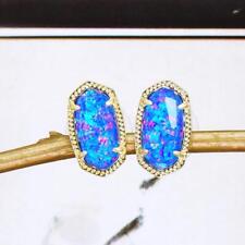 NWOT Kendra Scott Ellie Indigo Blue Kyocera Opal Illusion Stud Earrings Gold