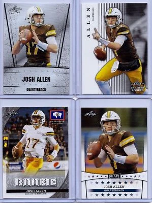 ¡Lote de tarjetas de novato "4" Josh Allen 2018 Leaf Draft! ¡BILLETES WYOMING/BUFALO! Foto 1 de 4