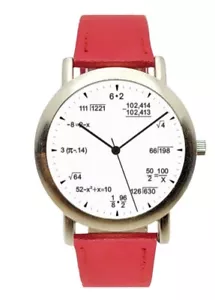 "Mathematics Dial" Unisex Watch Has Pop Quiz Equations At Each Hour Indicator - Picture 1 of 3