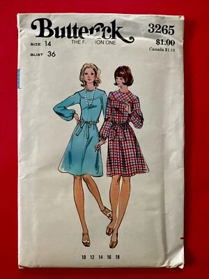 Rare Misses Dress Semi-Fitted Slightly Flare Sewing Pattern 14 Butterick 3265 UC - Image 1 of 2