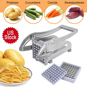 French Fry Cutter Potato Vegetable Slicer Chopper 2 Blades Tools Stainless Steel - Picture 1 of 12