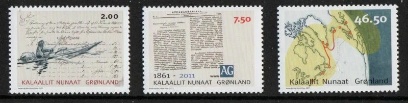 Juego de sellos de comunicaciones Groenlandia Sc 584-86 2011 como nuevo NH Foto 1 de 1