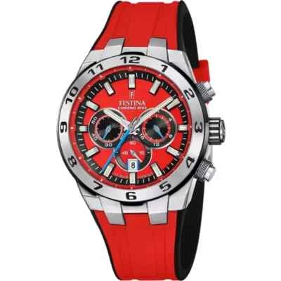 Festina Chrono Bike F206715 Men's Red Rubber Strap Chronograph Dial Wristwatch - Image 1 of 4