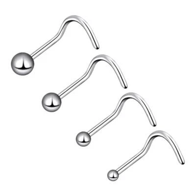 4Pcs/set Tiny Ball Nose Screw Studs Rings Surgical Steel Nostril Piercing 20G - Image 1 of 4