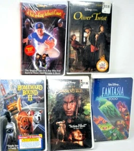 5 Sealed Disney VHS Movie Lot Fantasia Oliver Twist Homeward Squanto - Picture 1 of 1