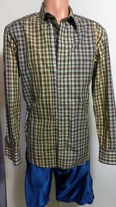 ROBERT GRAHAM Mens Plaid Flip Cuff Contrast Shirt size M/L @13 - Picture 1 of 1
