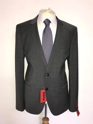 HUGO BOSS - Mens Extra Slim Fit Plain GREY WOOL SUIT - 36 Reg - W31 L31 - BNWT  - Image 1 of 4