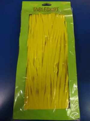 Bright Yellow Summer Luau Beach Tiki Theme Party Decoration Fringe Table Skirt - Image 1 of 2