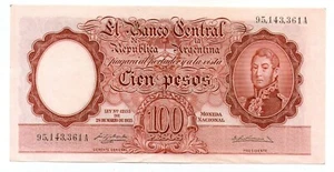 ARGENTINA NOTE 1957 100 PESOS L. 12155  Series A P#267b B#2048 XF+ - Picture 1 of 2