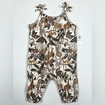 OLD NAVY NWT Baby Girl Jungle Safari Giraffe Romper 3-6m Animal Print Africa - Image 1 of 4