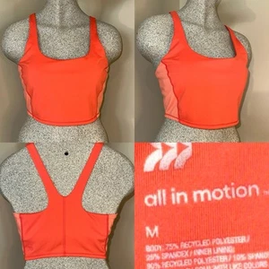 All In Motion Women’s M Orange 2 Tone Crop Top Padded Bra Sleeveless Gym Yoga - Picture 1 of 12