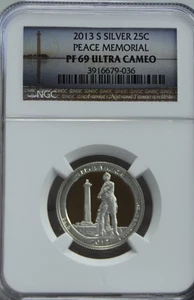 2013 S Silver Proof 25c Peace Memorial NGC PF69 UC - Picture 1 of 2