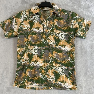 Vtg 70s Lilly Cache Disco Collar Short Sleeve Graphic Print Polo Size Medium - Image 1 of 4