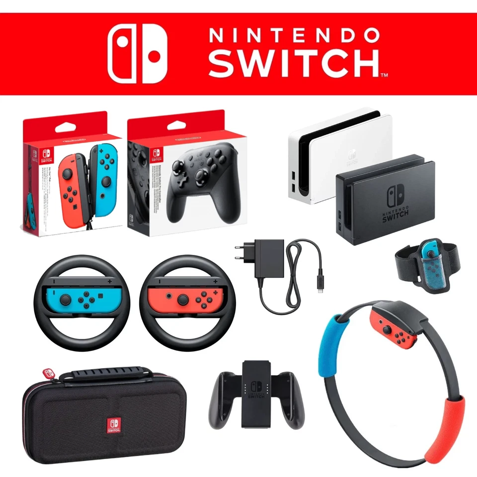 Nintendo Switch Accessori Originali Joycon Pro Controller Custodia Dock Cavi - Immagine 1 di 1