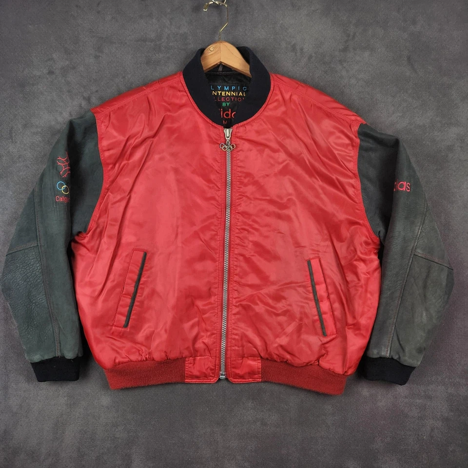 Chaqueta De Colección Calgary 1988 Juegos Olímpicos de Invierno Para Hombre Mediana Adidas Roja Años 80 Foto 1 de 4