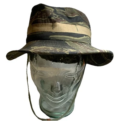 Sombrero Boonie Vintage Rayas Tigre Pequeño Camuflaje Estilo Militar Look Era Vietnam Foto 1 de 4