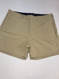 J Crew 5 Inch Tech Shorts Mens Size 35 Tan Khaki Recycled Stretch Cotton - Picture 1 of 7