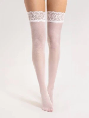 Sexy Fiore Matin 20DEN Halterlose Strümpfe Weiß M-L Damenstrümpfe Nylons Damen - Bild 1 von 4