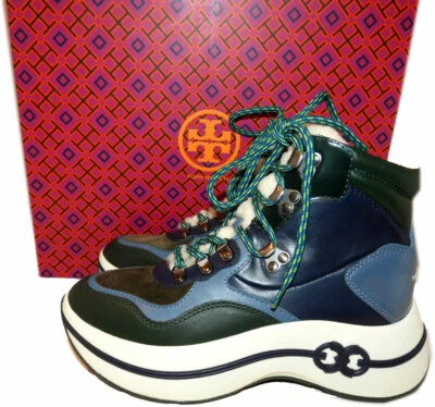Tory Burch Tenis Botas Gemini Eslabón Plataforma Senderismo Top Alto Botines 7.5 Azul Foto 1 de 4