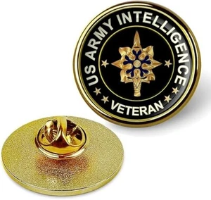 Spilla da bavero veterano intelligence esercito americano oro veterano cravatta tuta camicia spilla da bavero - Foto 1 di 3