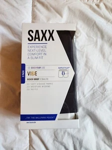 SAXX Underwear Co. Men's Vibe Super Soft Boxer Brief 2Pk, Black/Black, Large - Picture 1 of 3