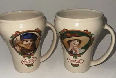 Juego De 2 Tazas Colección Artistry of Coca Cola 1989 De Colección Fantasía Dama Coca Años 80 Foto 1 de 4