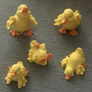 Ganz Ducks Chicks Figurines Laughing Yellow Set Of 5 Funny Standing Lying Decor - Picture 1 of 14