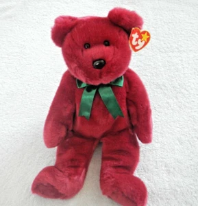 TEDDY CRANBERRY - BEAR - TY BEANIE BUDDY - 14" TALL - ONE OF ORIGINAL 9 BUDDIES - Picture 1 of 12