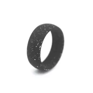 White/Black Speckled Silicone Wedding Ring Men & Women Sports Rugby Gym Yoga - Picture 1 of 11